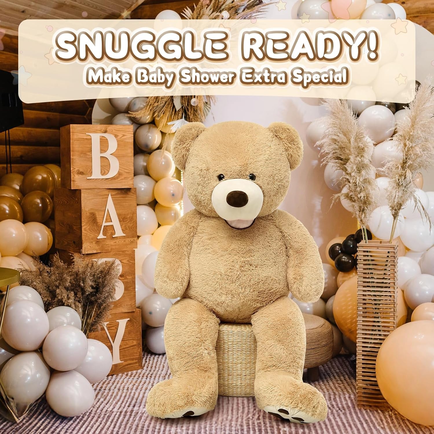 Big Plush Giant Teddy Bear Premium Soft Stuffed Animals Light Brown,51 Inches