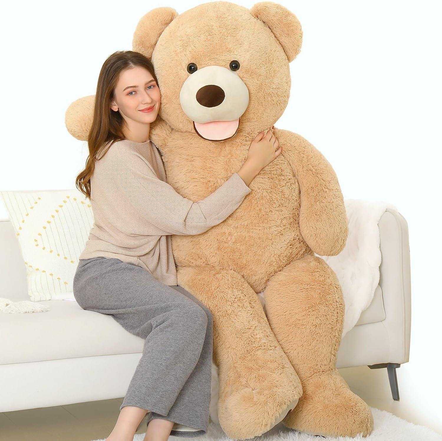 Big Plush Giant Teddy Bear Premium Soft Stuffed Animals Light Brown,51 Inches